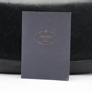 Prada B6378 Black Calfskin Madras Swing Shoulder Bag
