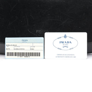 Prada B6378 Black Calfskin Madras Swing Shoulder Bag