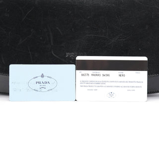 Prada B6378 Black Calfskin Madras Swing Shoulder Bag