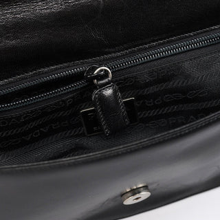 Prada B6378 Black Calfskin Madras Swing Shoulder Bag