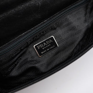 Prada B6378 Black Calfskin Madras Swing Shoulder Bag