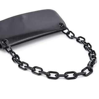 Prada B6378 Black Calfskin Madras Swing Shoulder Bag