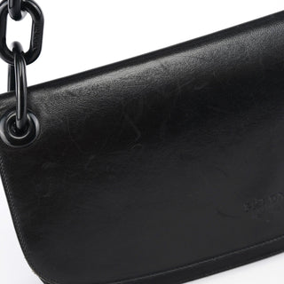 Prada B6378 Black Calfskin Madras Swing Shoulder Bag