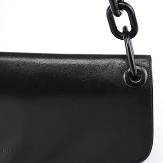 Prada B6378 Black Calfskin Madras Swing Shoulder Bag