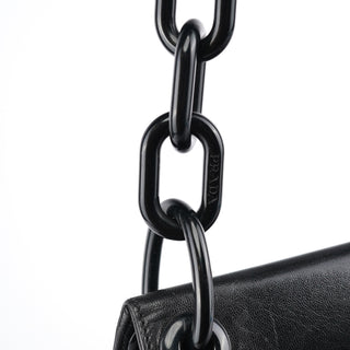 Prada B6378 Black Calfskin Madras Swing Shoulder Bag