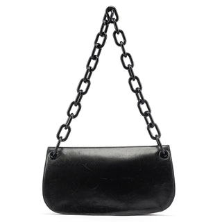 Prada B6378 Black Calfskin Madras Swing Shoulder Bag