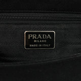 Prada B6378 Tessuto Swing skuldertaske i sort nylon med kæde