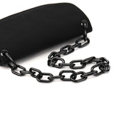 Prada B6378 Tessuto Swing skuldertaske i sort nylon med kæde