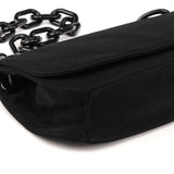 Prada B6378 Tessuto Swing skuldertaske i sort nylon med kæde