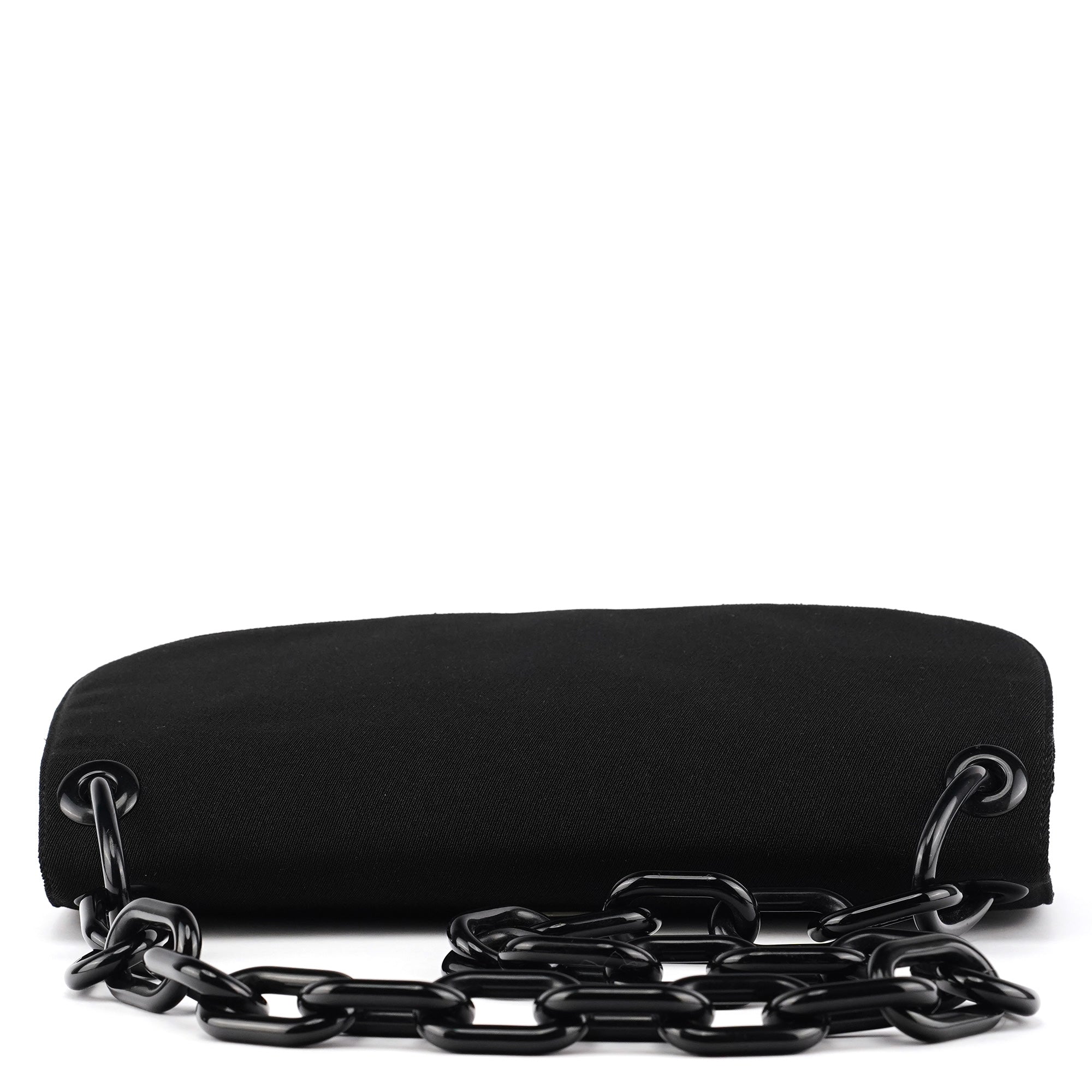 Prada B6378 Tessuto Swing skuldertaske i sort nylon med kæde