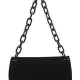 Prada B6378 Tessuto Swing skuldertaske i sort nylon med kæde