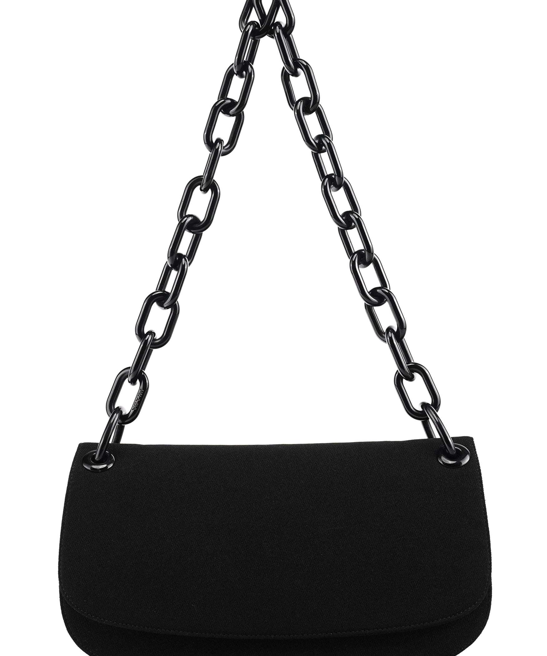 Prada B6378 Torebka na ramię Tessuto Swing z czarnego nylonu z łańcuszkiem