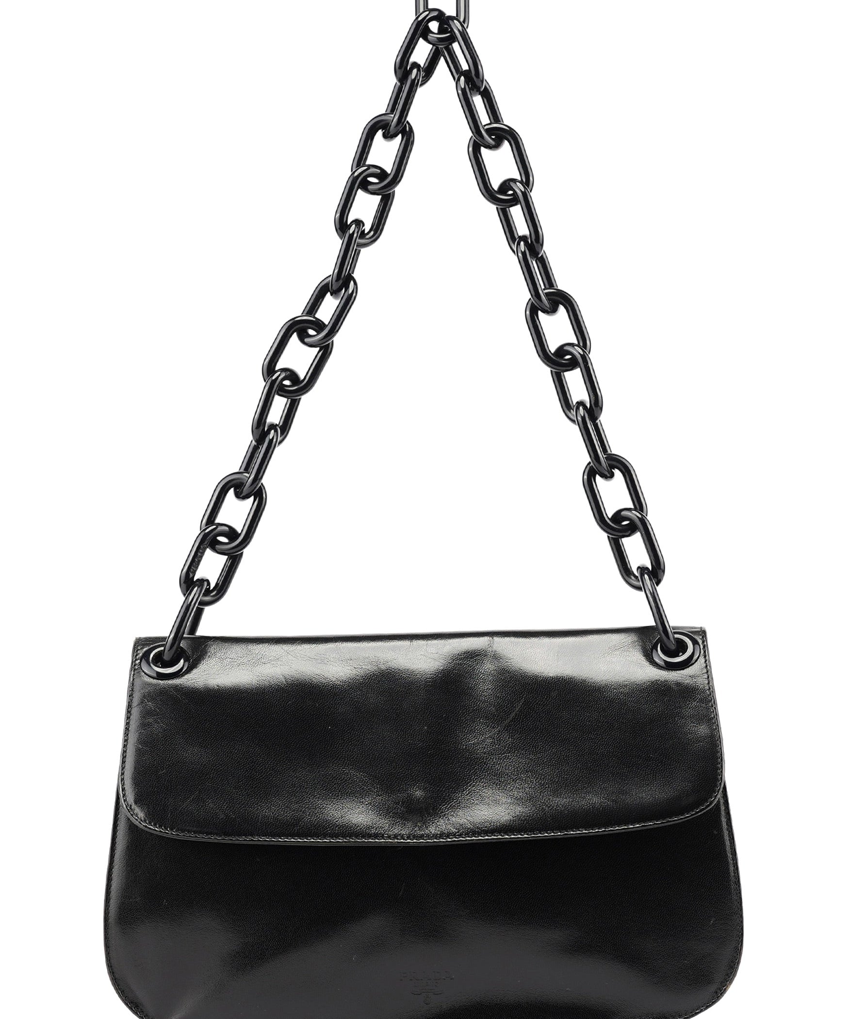 Prada B6380 Black Madras Swing Shoulder Bag