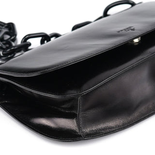 Prada B6398 Black Madras Swing Chain Shoulder Bag