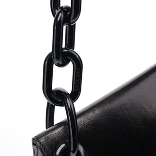 Prada B6398 Black Madras Swing Chain Shoulder Bag