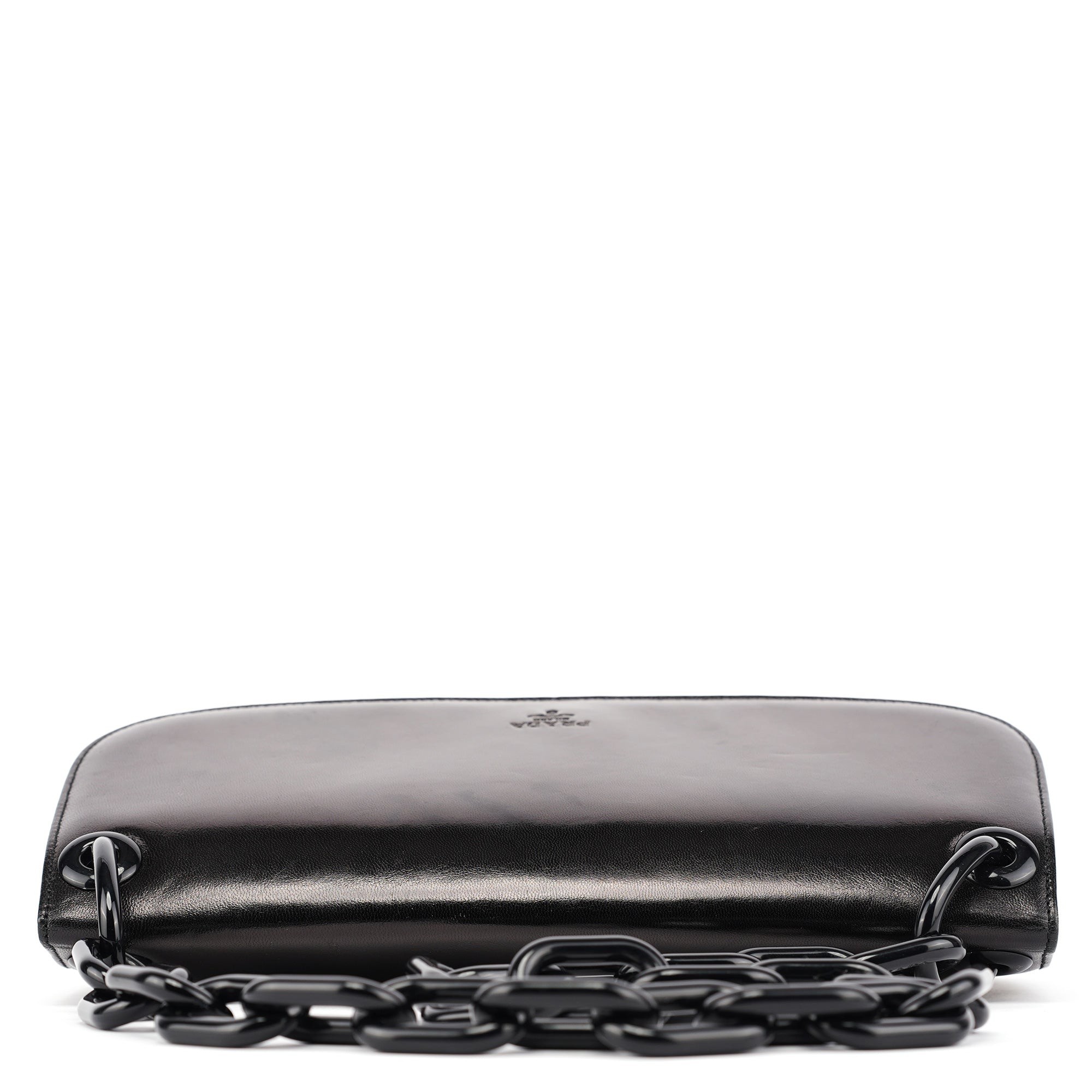 Prada B6398 Sac porté épaule Madras Swing à chaîne en cuir noir