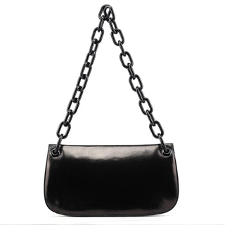 Prada B6398 Black Madras Swing Chain Shoulder Bag