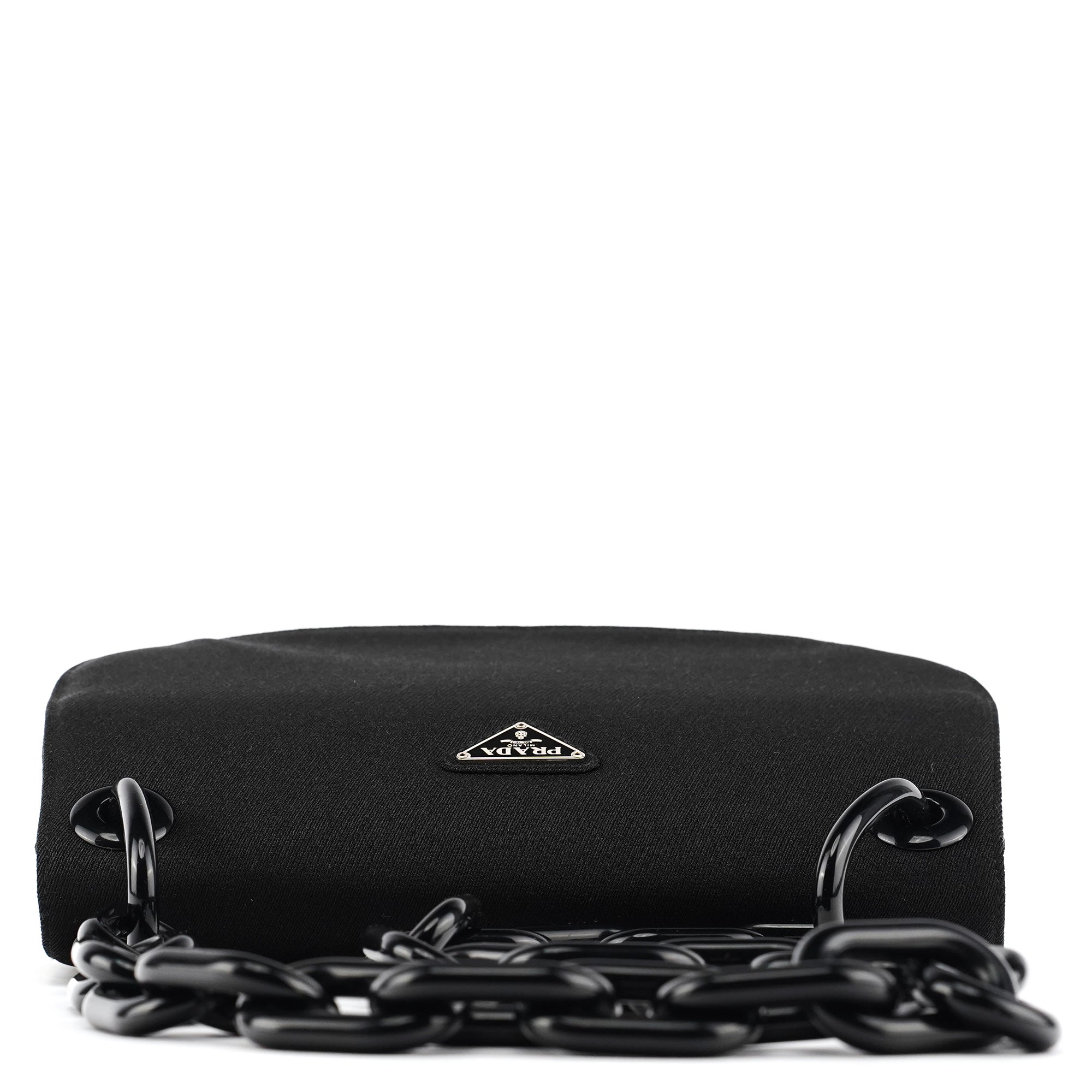 Prada B6436 Sac porté épaule à chaîne Tessuto Swing en nylon noir