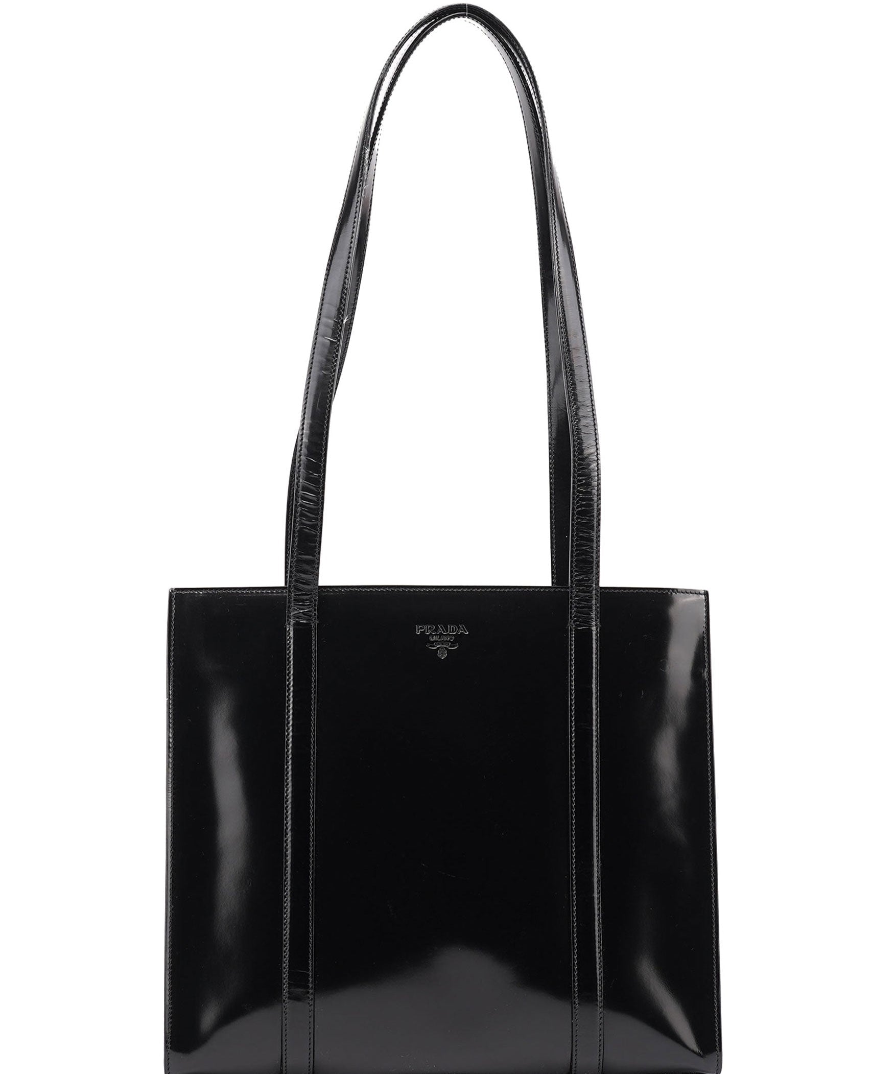 Prada B6498 1995 Black Spazzolato Tote Bag
