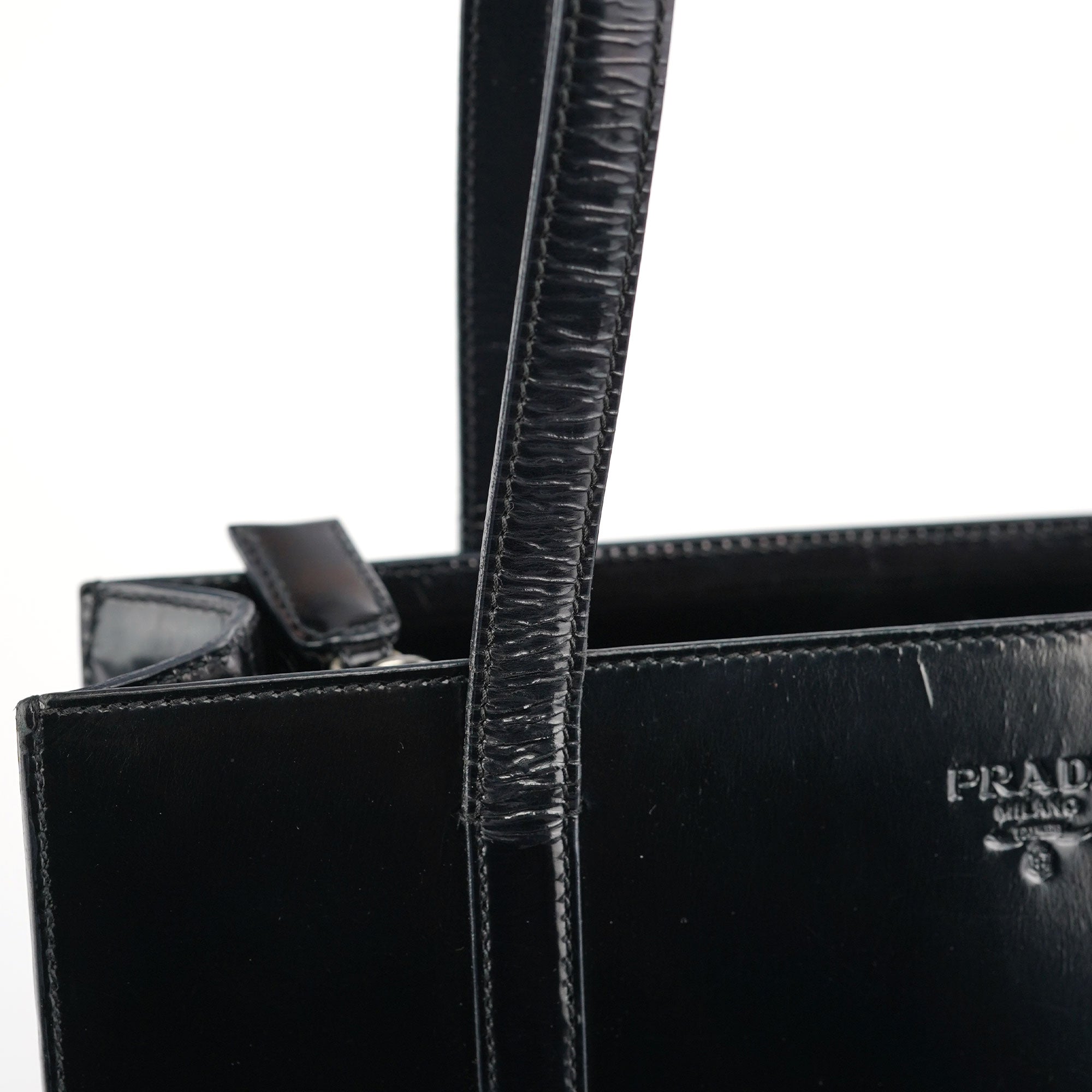 Prada B6498 Black Spazzolato Tote Bag