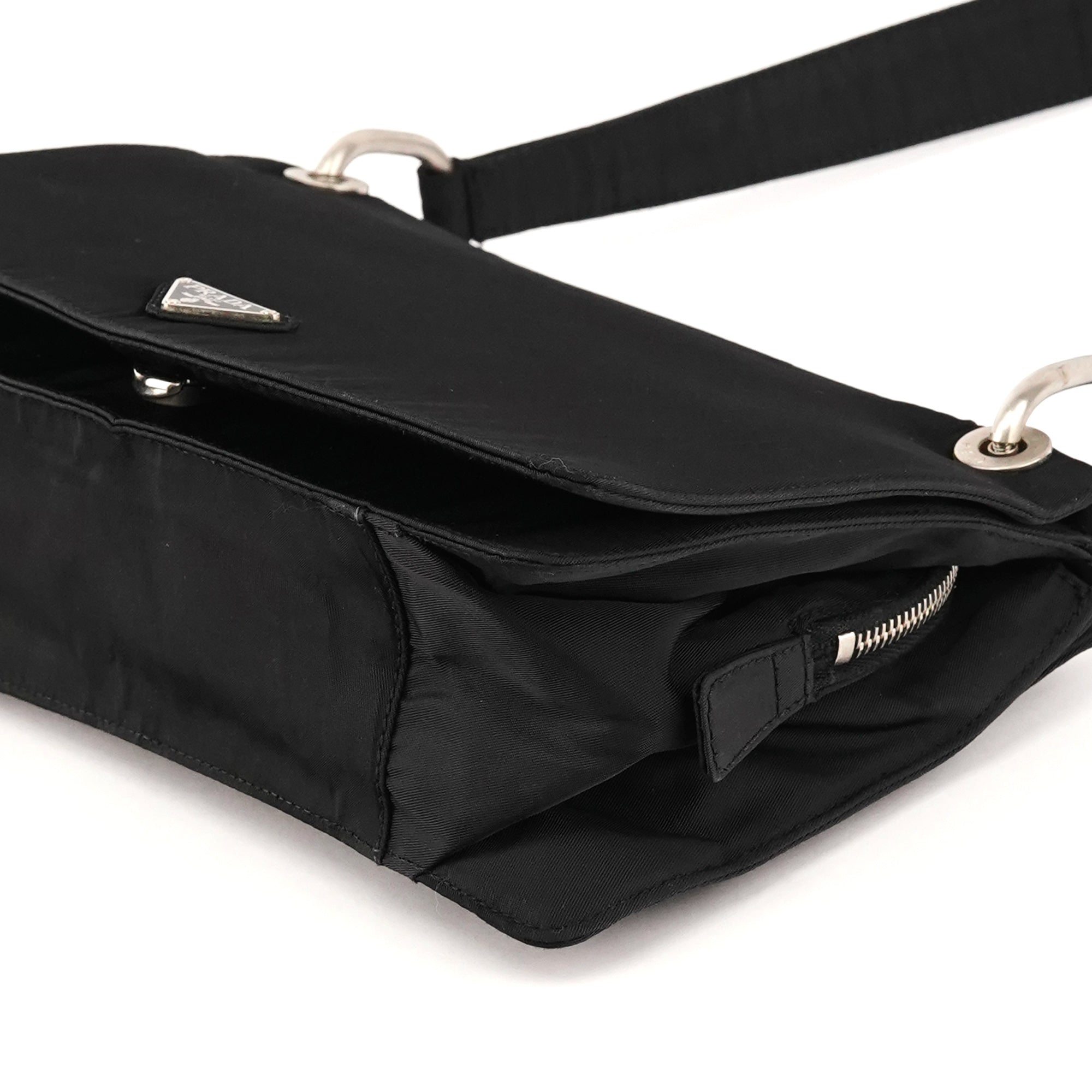 Prada B6542 Black Tessuto Metallo Nylon Shoulder Bag