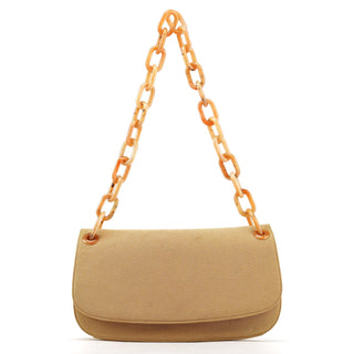 Prada B6621 Beige Tessuto Swing Chain Shoulder Bag