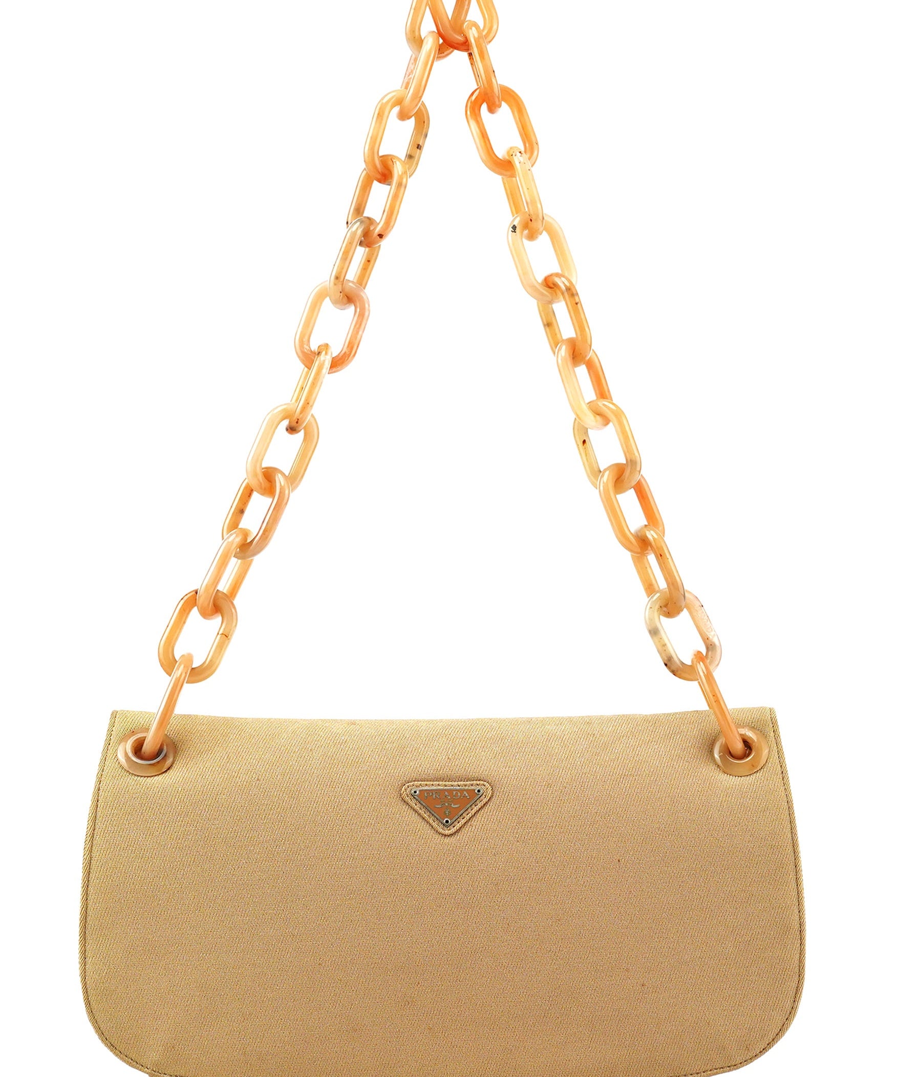Prada B6621 Beige Tessuto Swing Chain Shoulder Bag