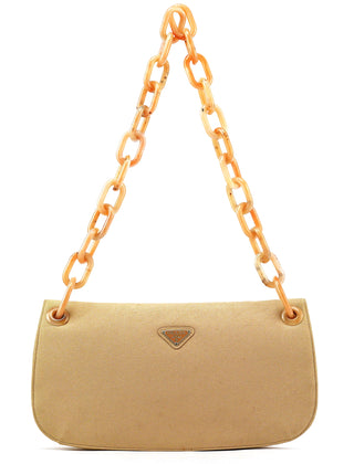 Prada B6621 Beige Tessuto Swing Chain Shoulder Bag