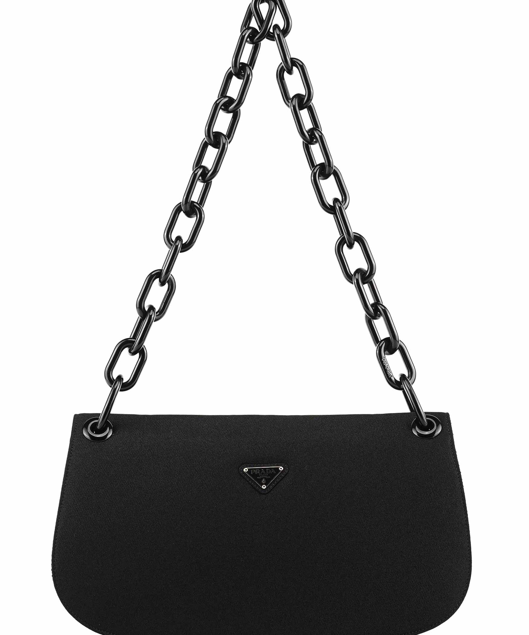 Prada B6621 Black Tessuto Swing Chain Shoulder Bag
