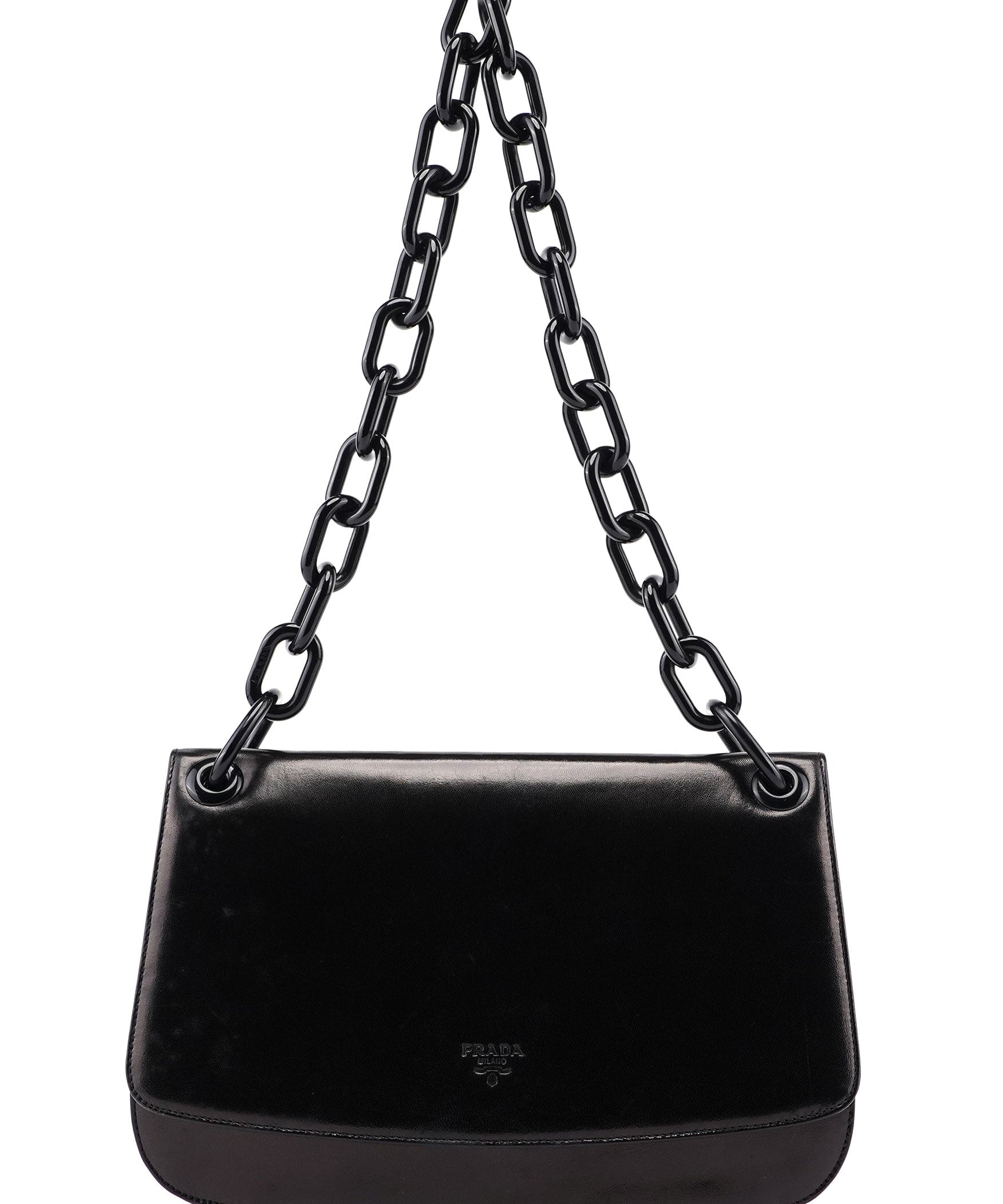 Prada B6623 Black Madras Swing Shoulder Bag