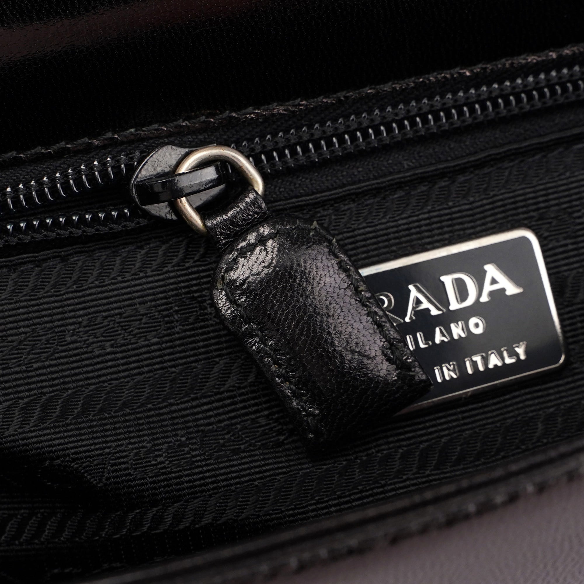 Prada B6623 Black Madras Swing Shoulder Bag