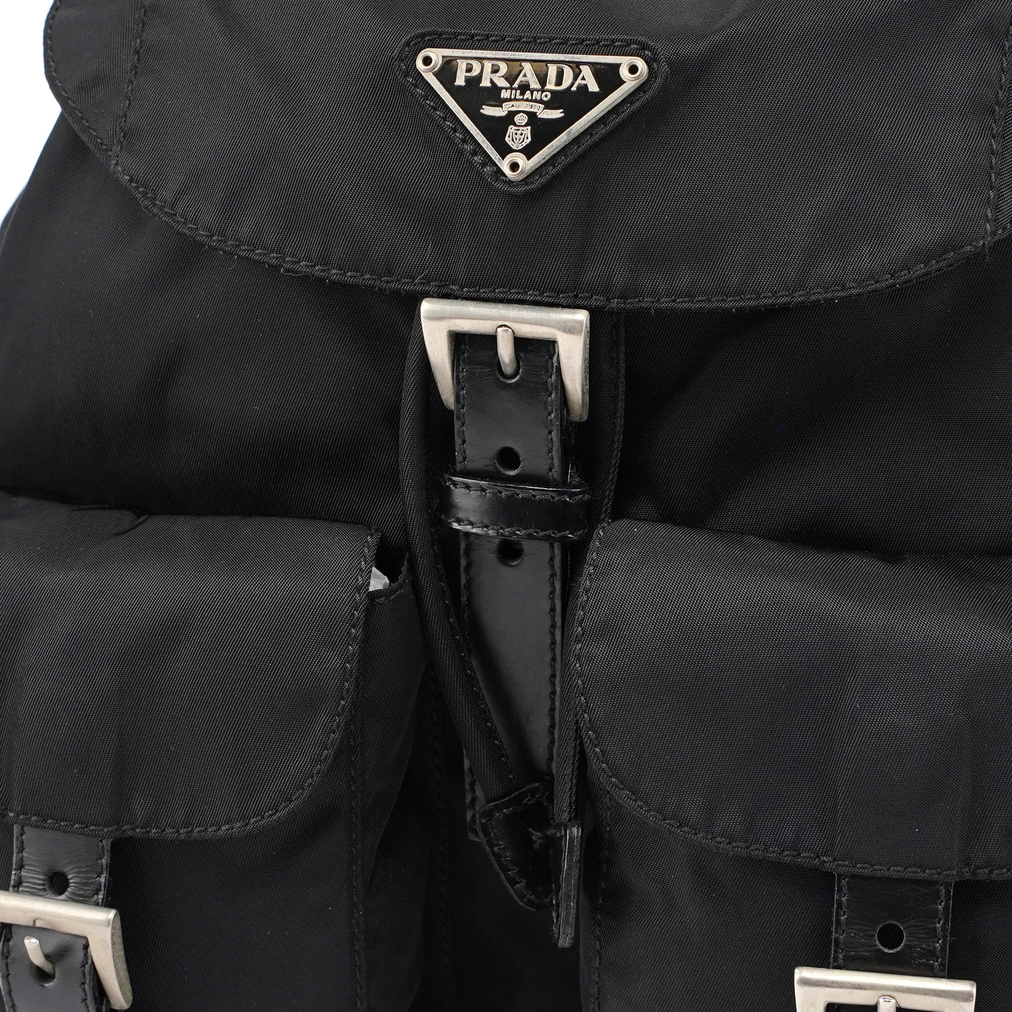 Prada B6677 Tessuto Vela Rucksack aus schwarzem Nylon