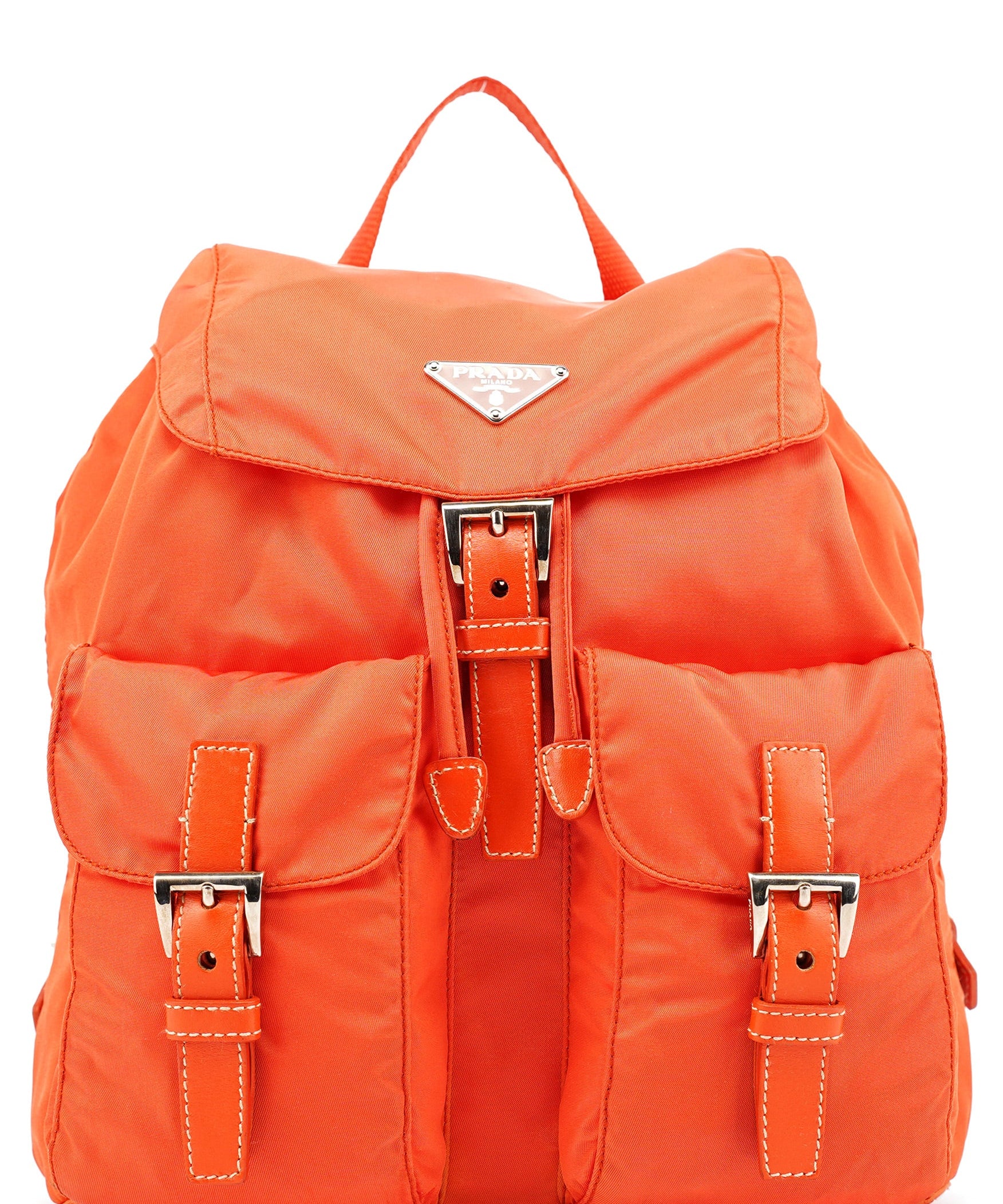 Prada B6677 Orange Tessuto Vela Nylon Backpack
