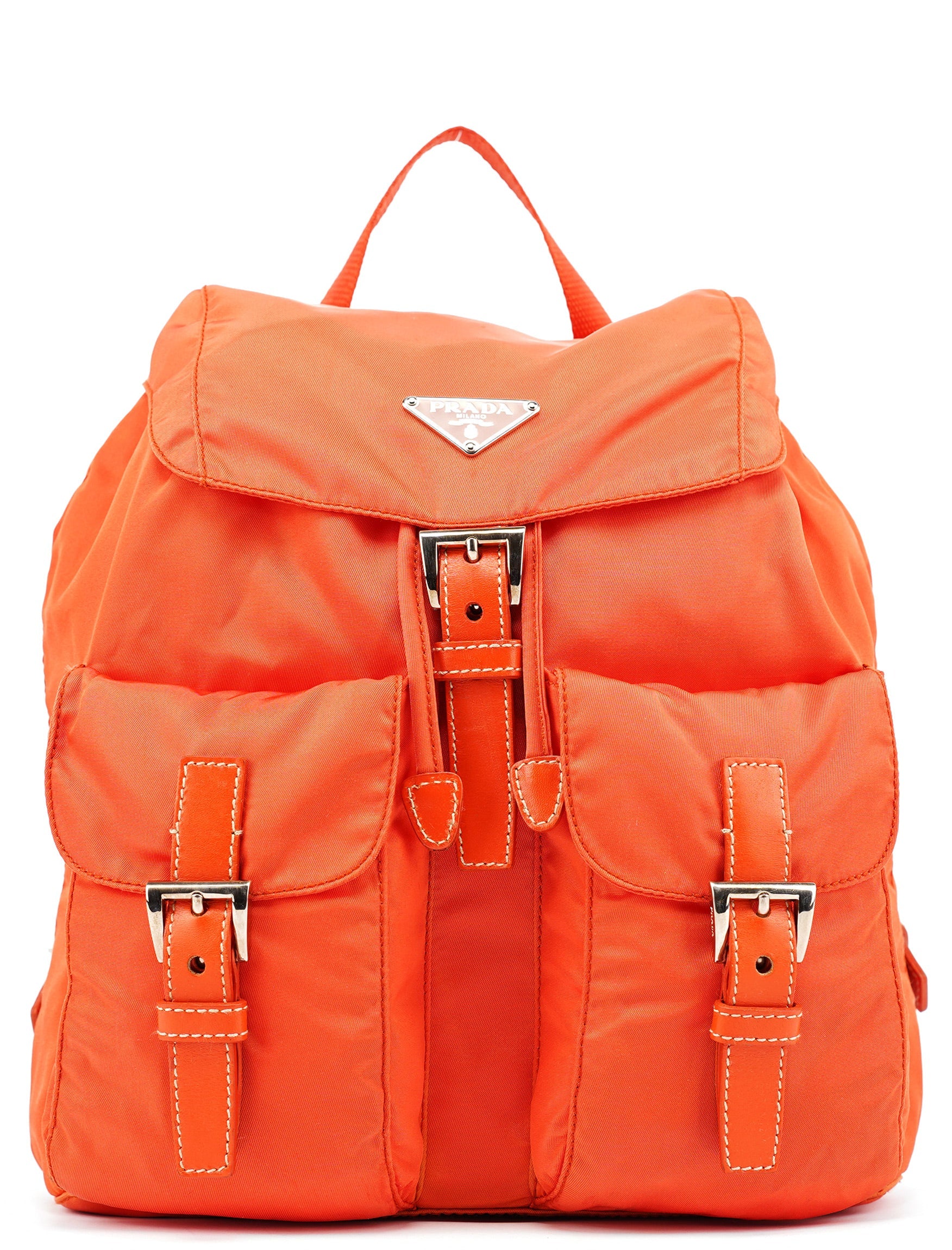 Prada B6677 Orange Tessuto Vela Nylon Backpack