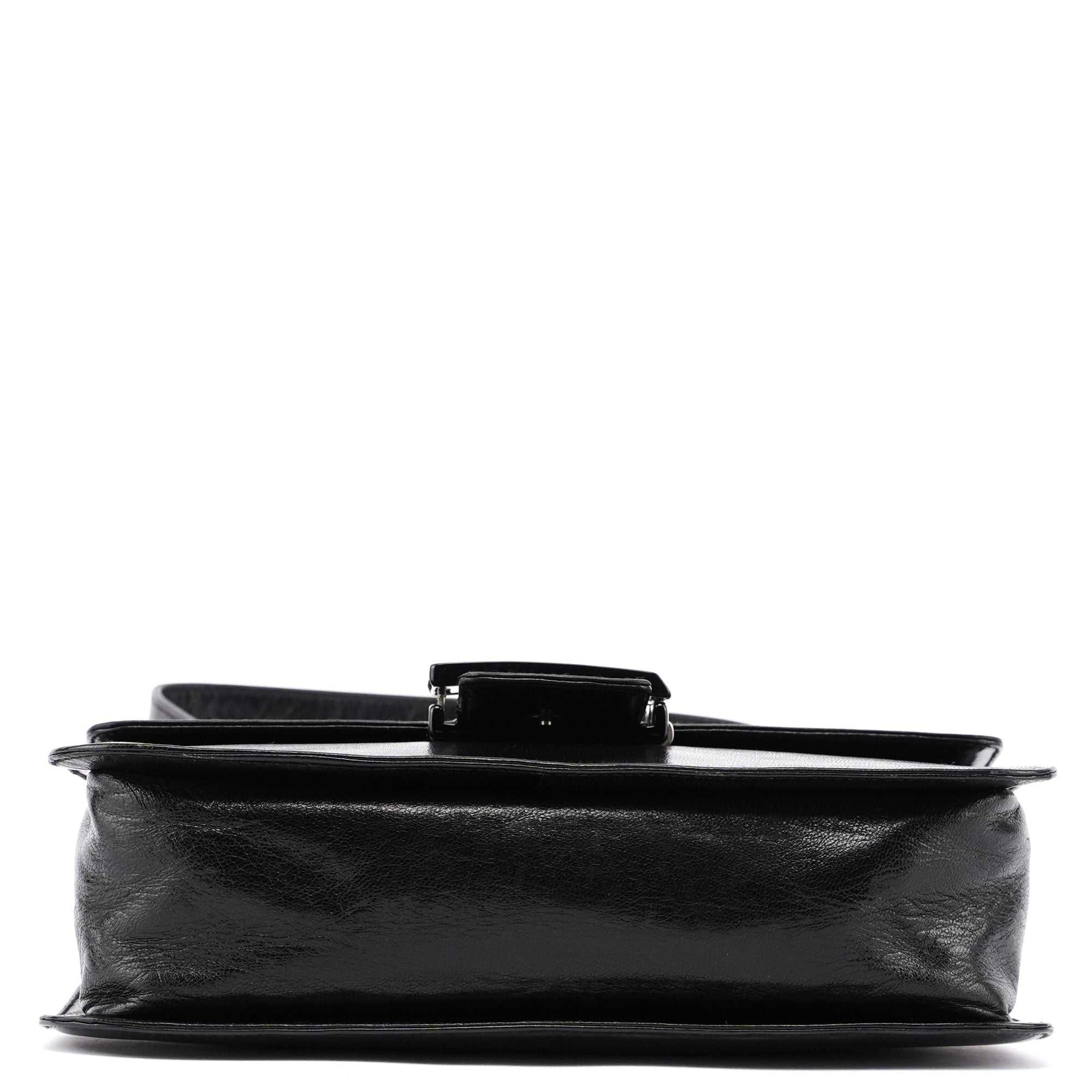 Prada B7020 Black Madras Calfskin Shoulder Bag