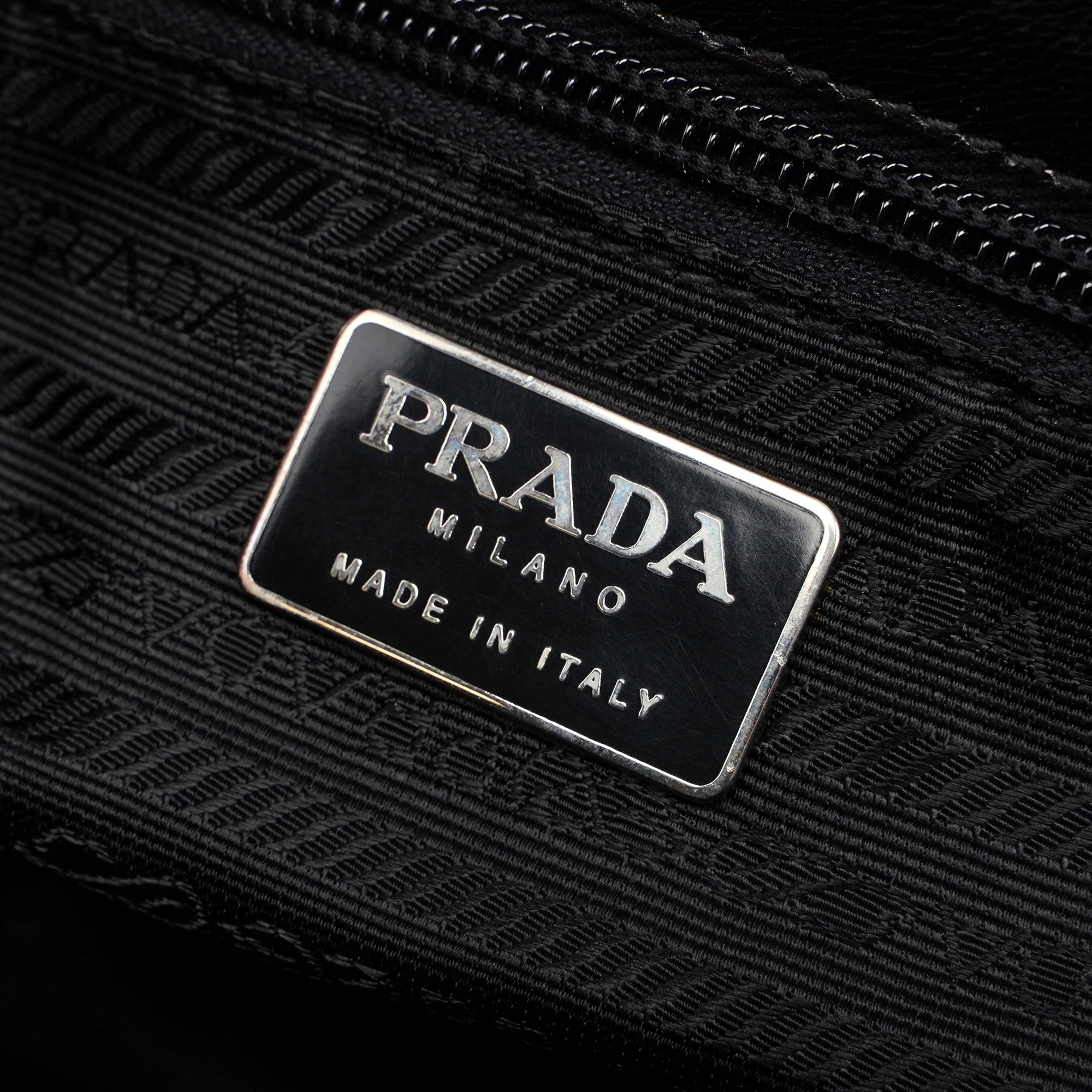 Prada B7020 Black Madras Calfskin Shoulder Bag