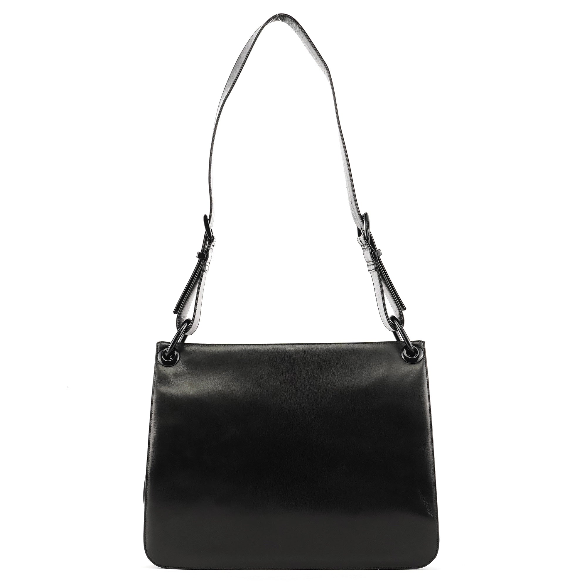 Prada B7177 Sac porté épaule Tessuto en cuir nappa noir