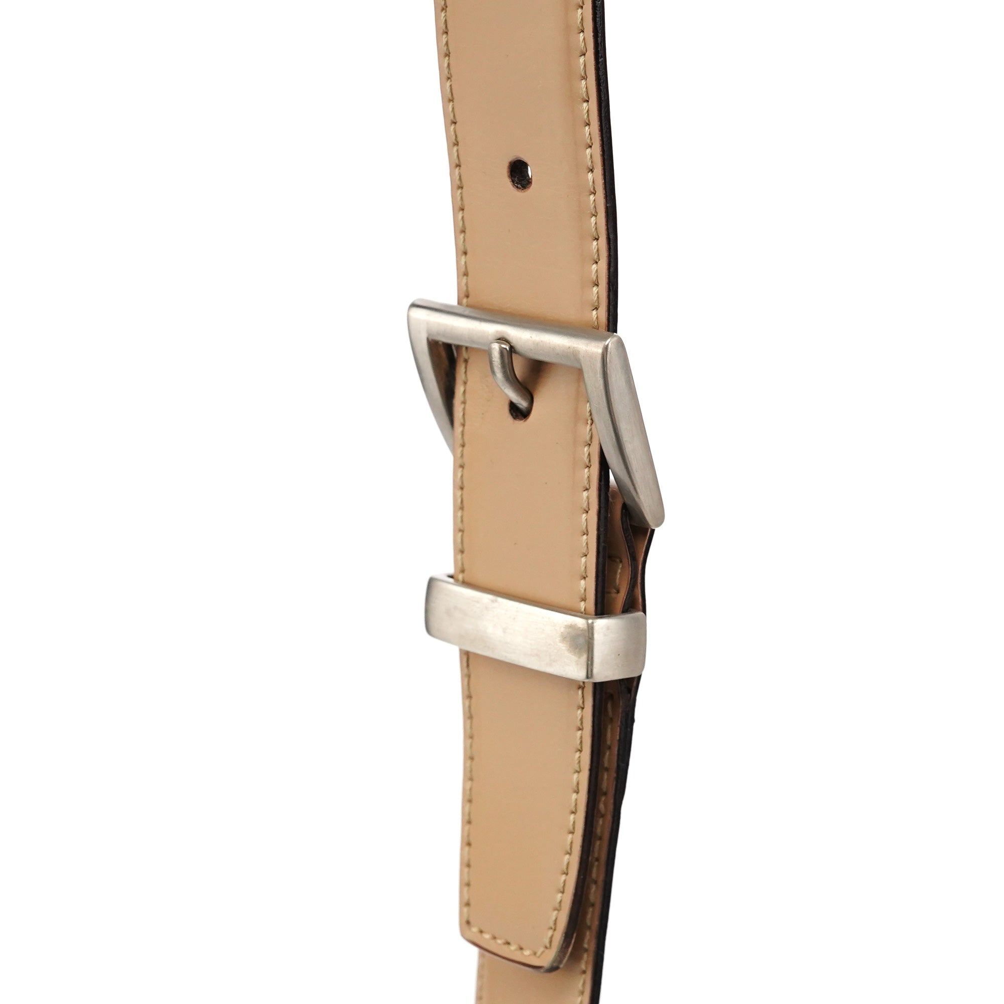 Prada B7300 Sac bandoulière Spazzolato en cuir verni beige