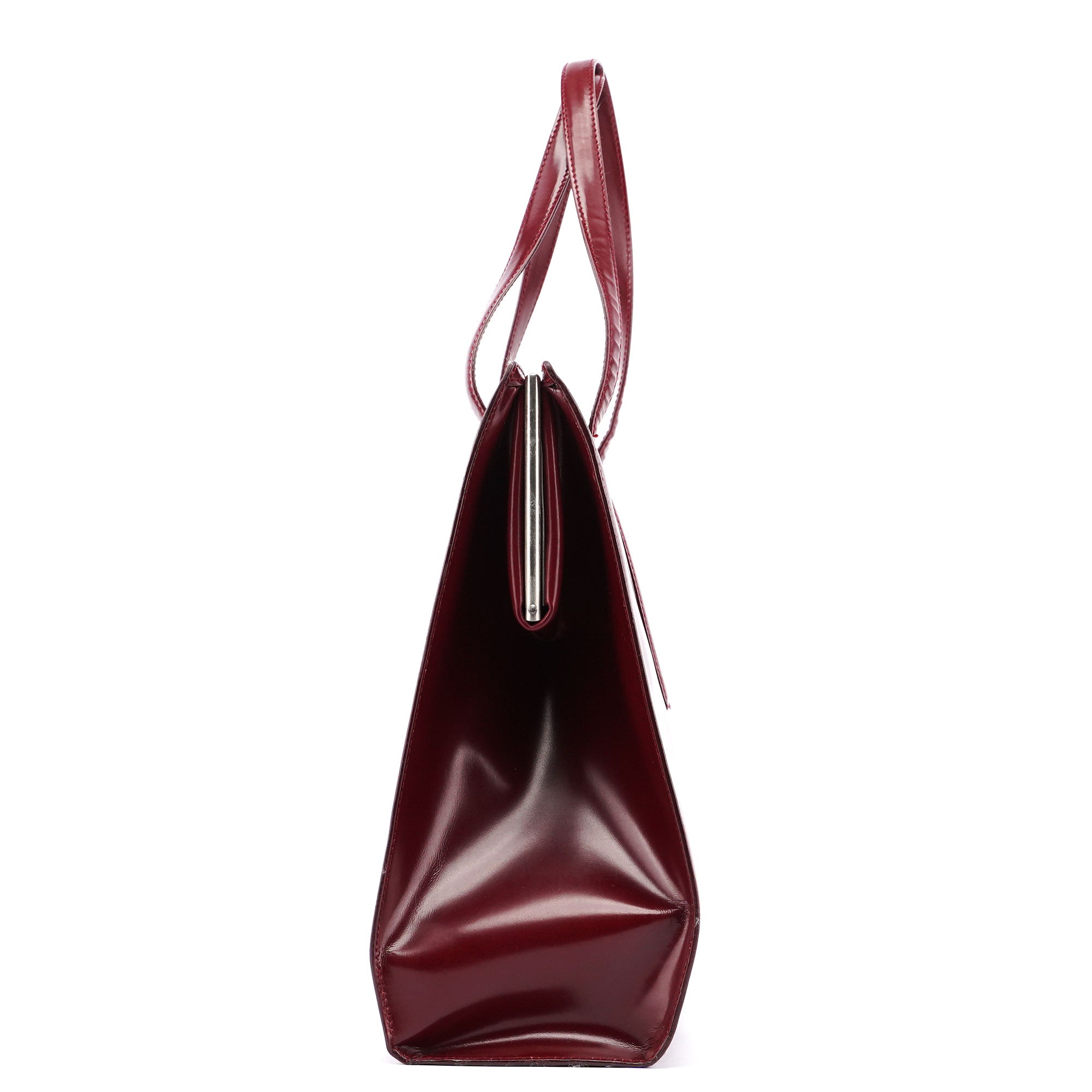 Prada B7389 Burgundy Spazzolato Clutch Tote Bag