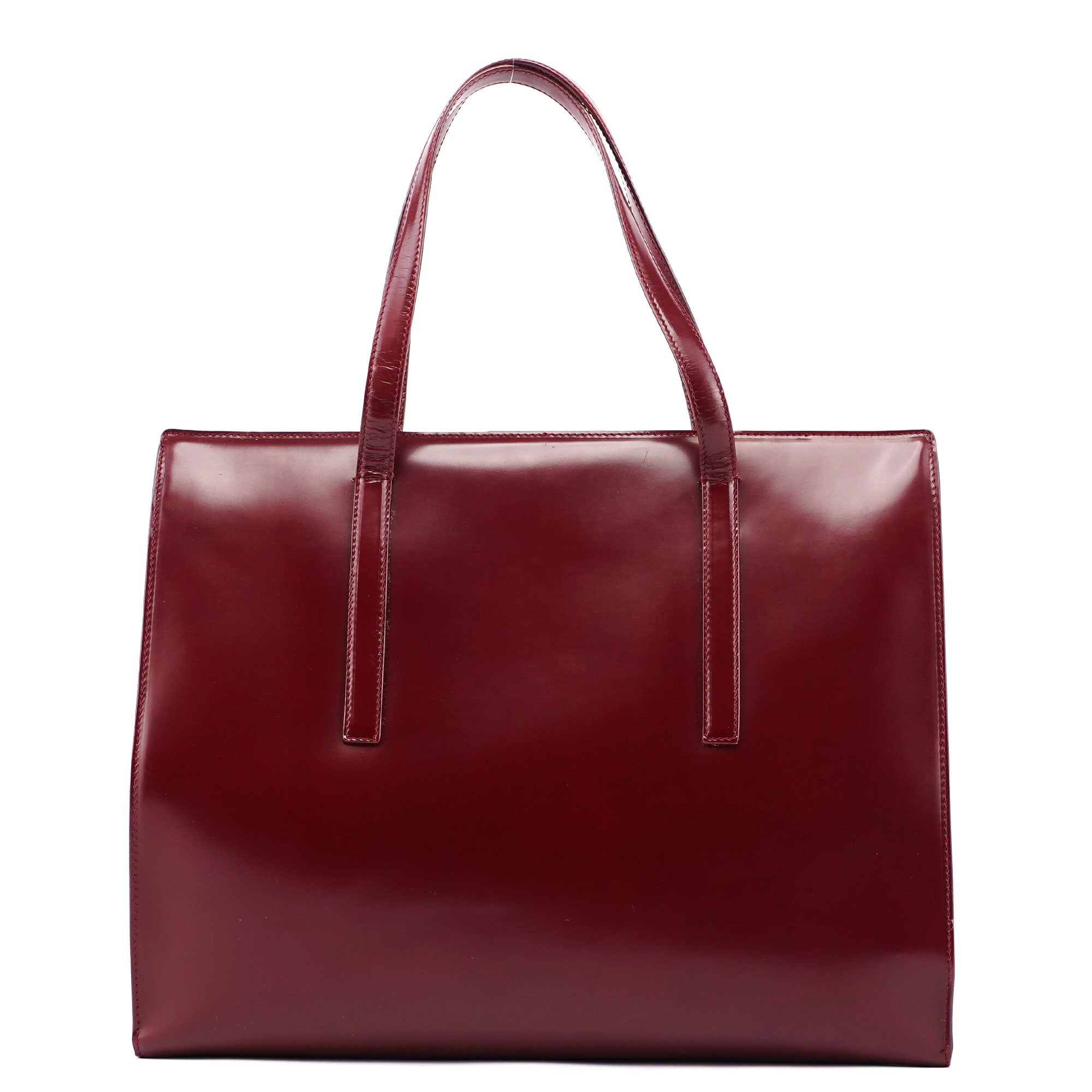 Prada B7389 Burgundy Spazzolato Clutch Tote Bag