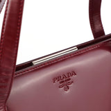 Prada B7389 Burgundy Spazzolato Clutch Tote Bag