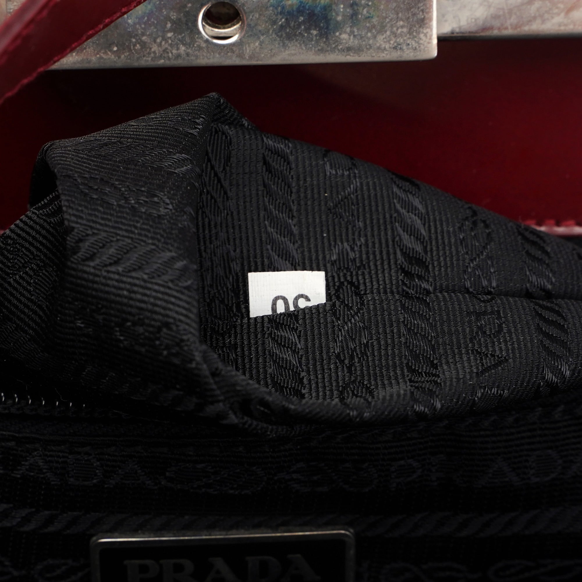 Prada B7389 Burgundy Spazzolato Clutch Tote Bag
