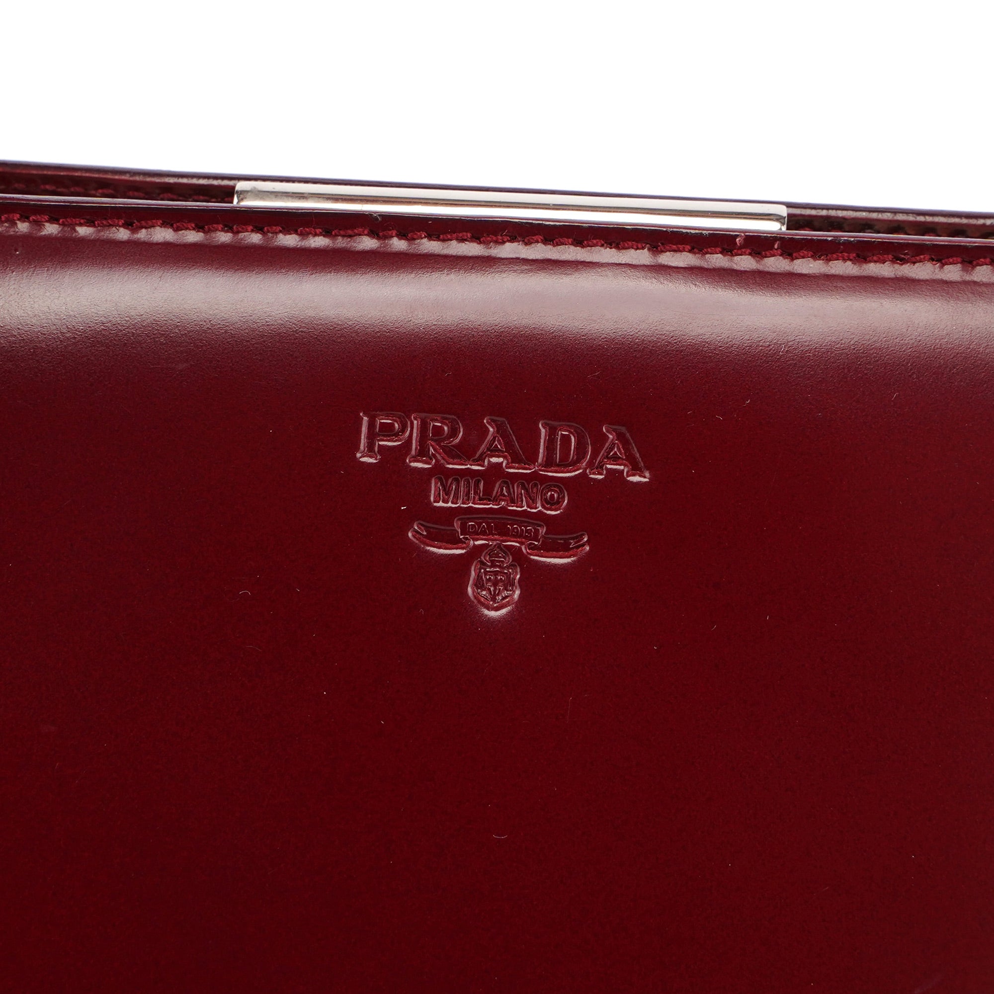 Prada B7389 Burgundy Spazzolato Clutch Tote Bag