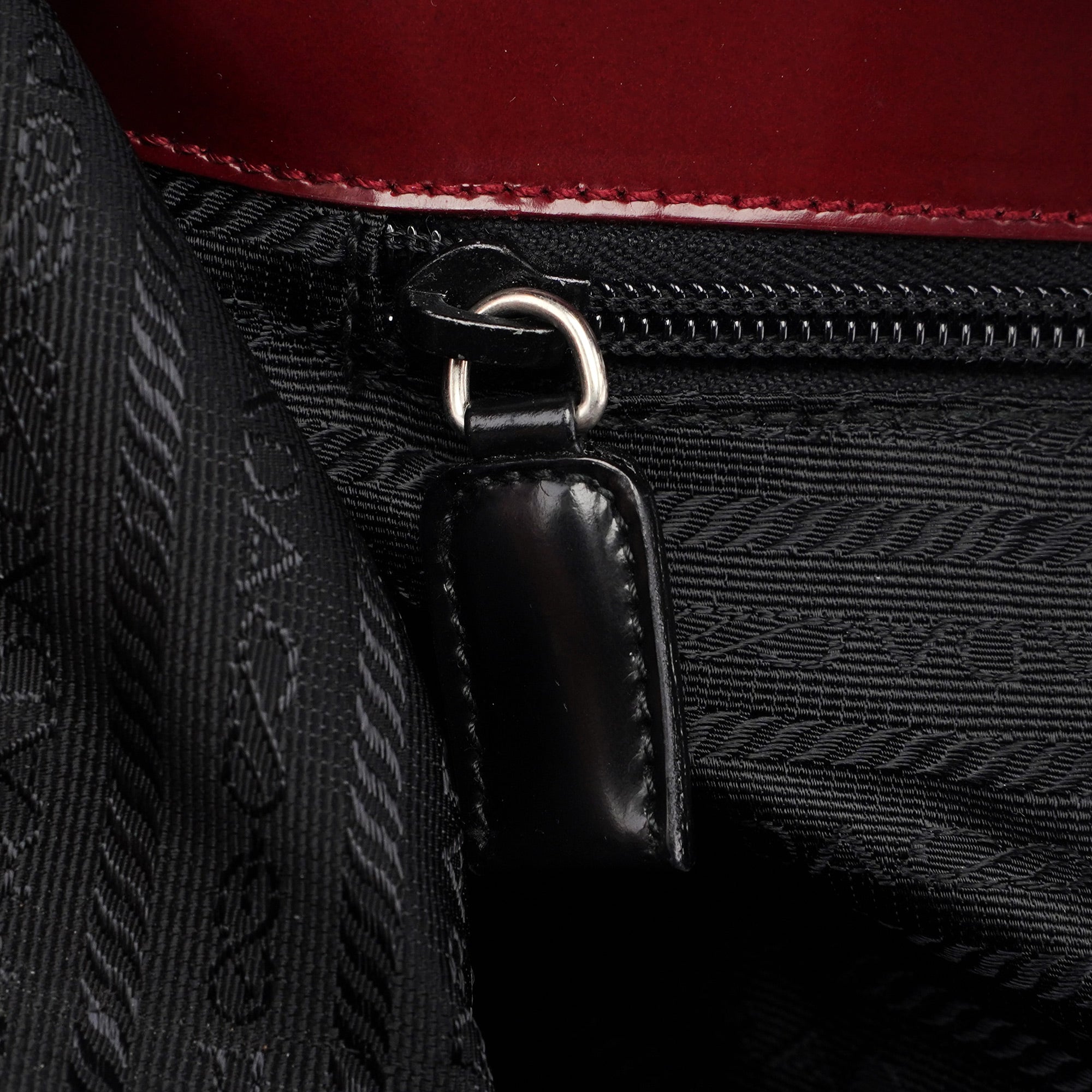 Prada B7389 Burgundy Spazzolato Clutch Tote Bag
