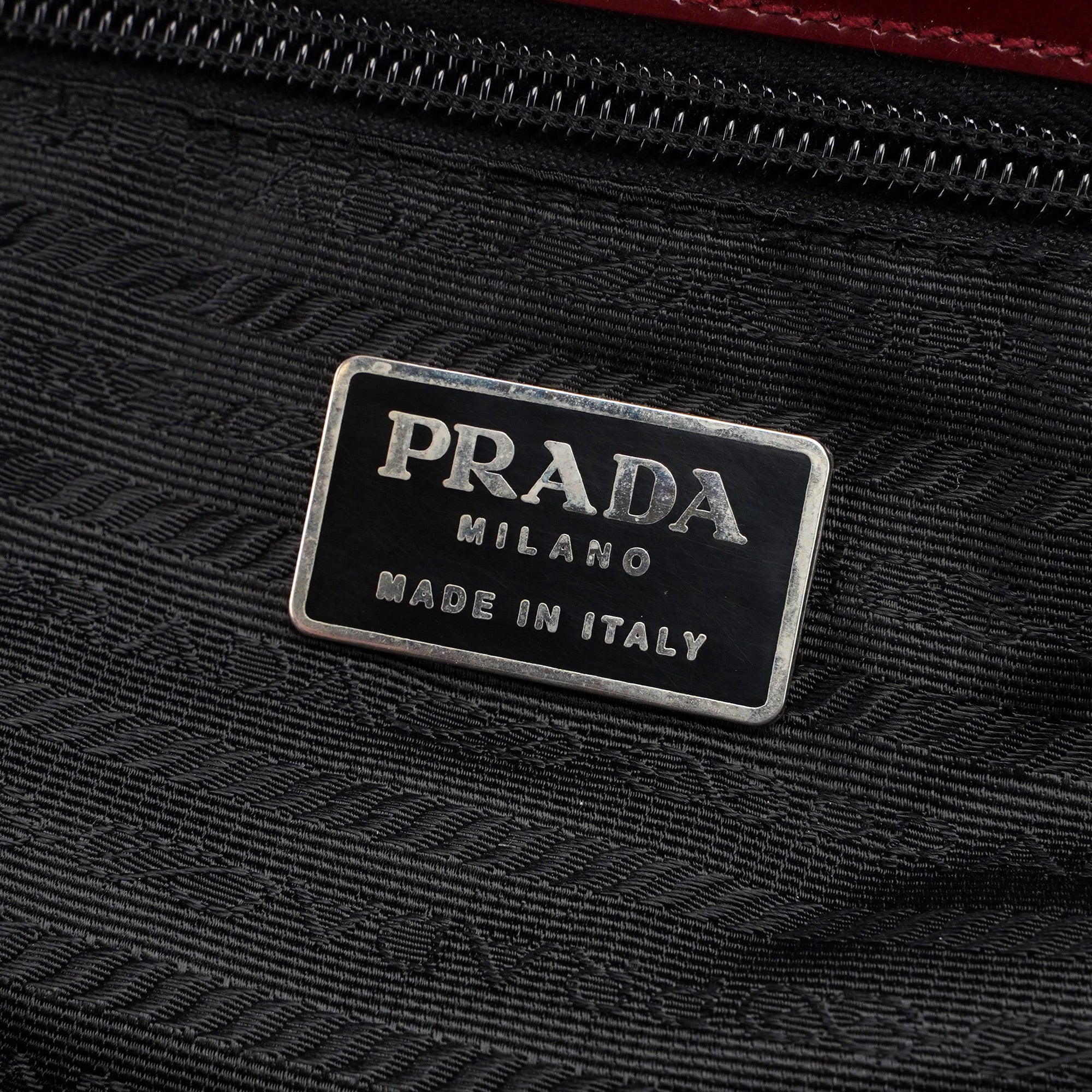 Prada B7389 Burgundy Spazzolato Clutch Tote Bag