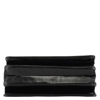 Prada B7417 Black Leather Flap Shoulder Bag