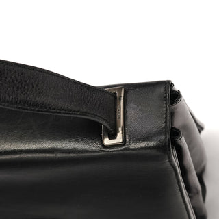 Prada B7417 Black Leather Flap Shoulder Bag