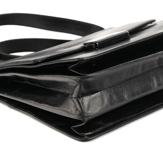 Prada B7417 Black Leather Flap Shoulder Bag