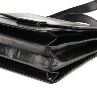 Prada B7417 Black Leather Flap Shoulder Bag