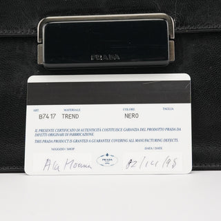 Prada B7417 Black Leather Flap Shoulder Bag